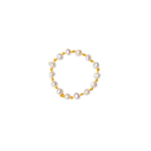 KNOTTED PEARL RING APRICOT